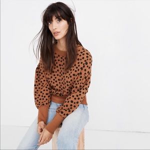 Madewell pleat sleeve leopard dot sweater